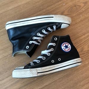 Leather high top converse